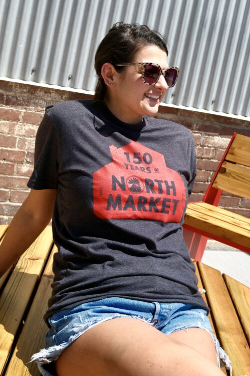 North Market 150th Barn Tee – Charcoal with Red Logo